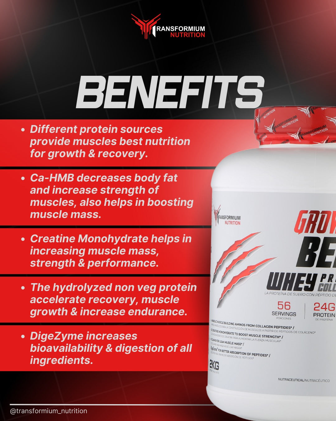 Grow Pro Beast (95% Hydrolyzed Bovinae Protein + Whey Protein)