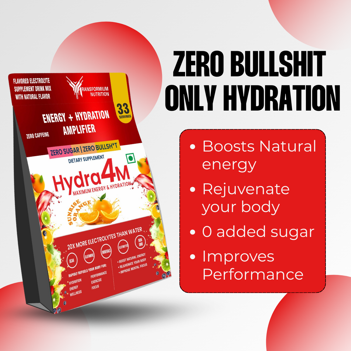 Hydra4M -  Energy + Hydration Amplifier (Zero Caffeine, Zero Sugar)