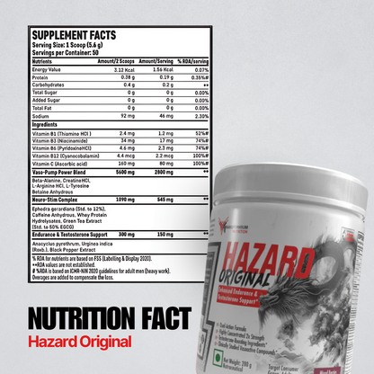 Hazard Original (Dopamine, Norepinephrine Serotonin Stimulating Pre Workout)