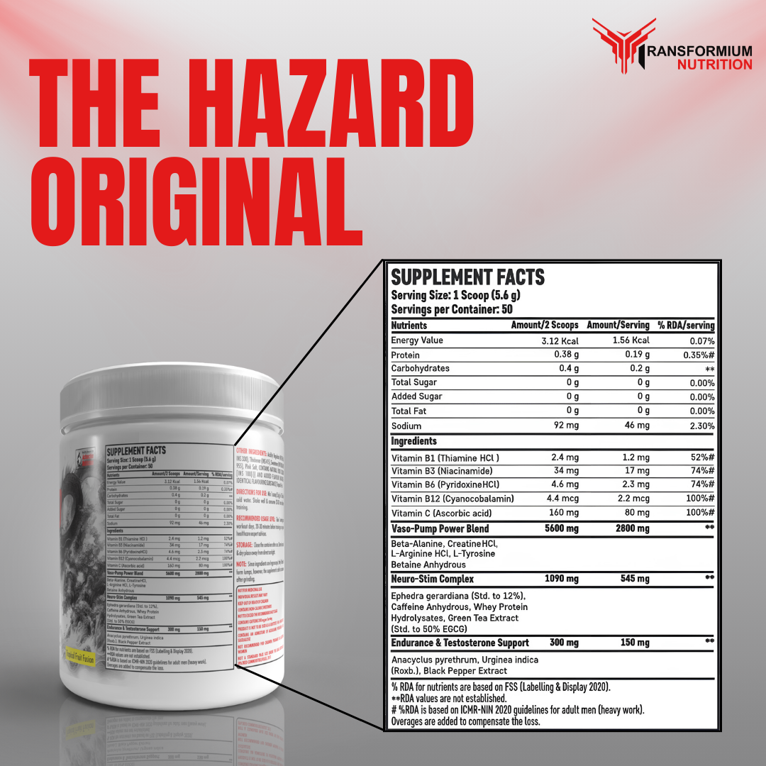 Hazard Original (Dopamine, Norepinephrine Serotonin Stimulating Pre Workout)