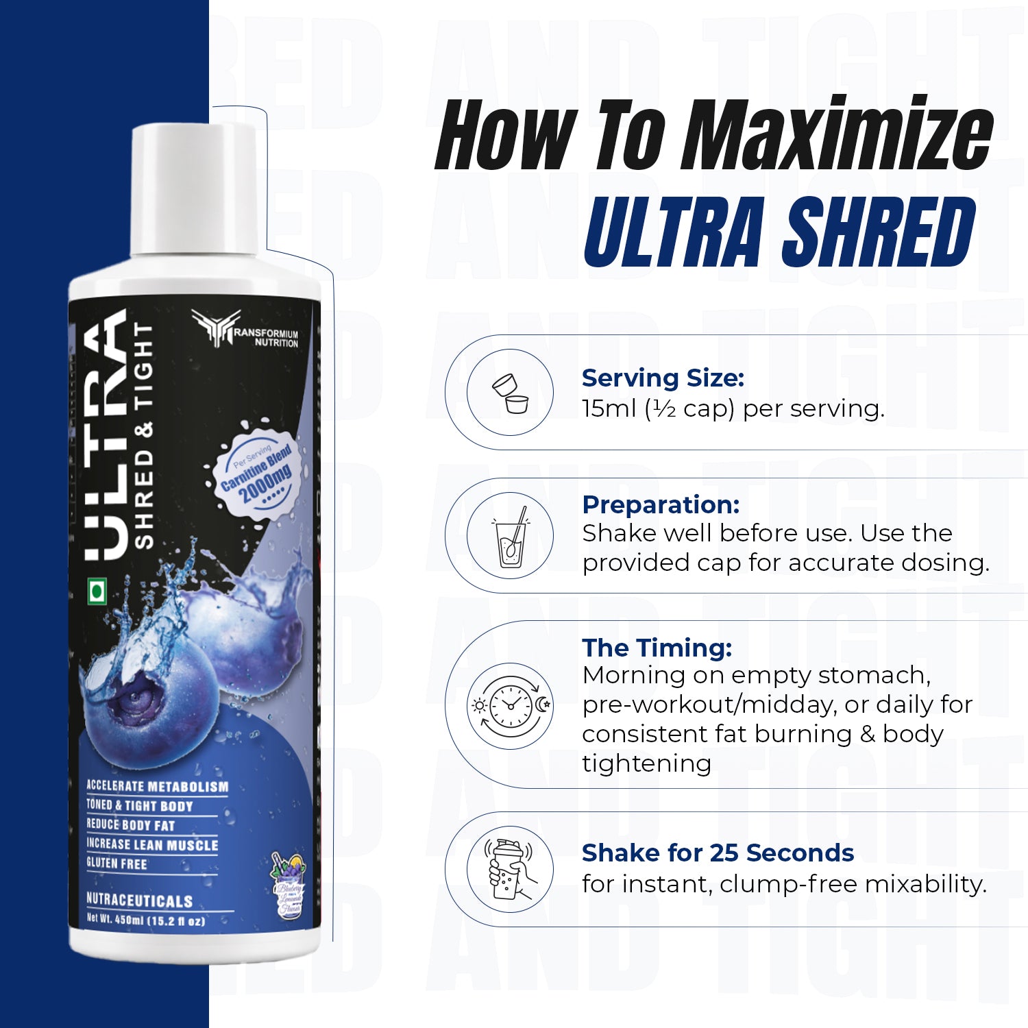 Ultra Shred & Tight (Non- Stimulant Fat Burner With Carnitine) 2000MG Transformium Nutrition Ultra Shred & Tight (Non- Stimulant Fat Burner With Carnitine) 2000MG Transformium Nutrition